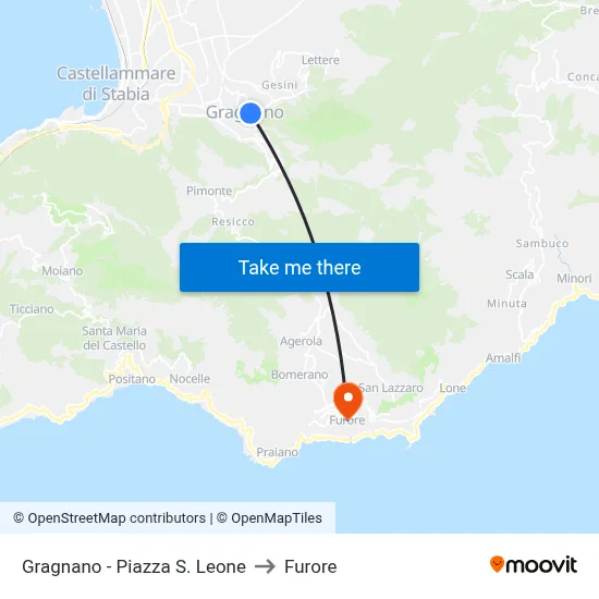 Gragnano - Saint Leone Square to Furore map