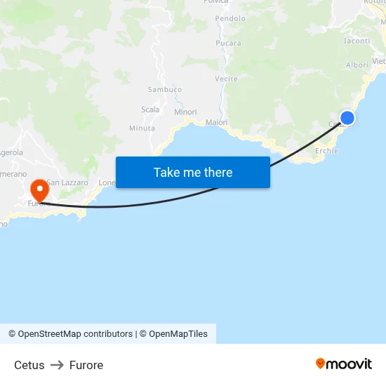 Cetus to Furore map