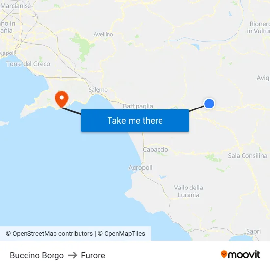 Buccino Borgo to Furore map