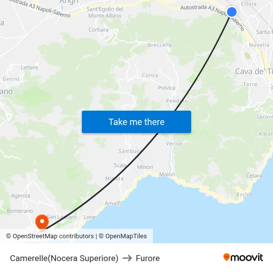 Camerelle (Nocera Superiore) to Furore map