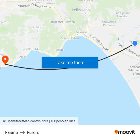 Faiano to Furore map