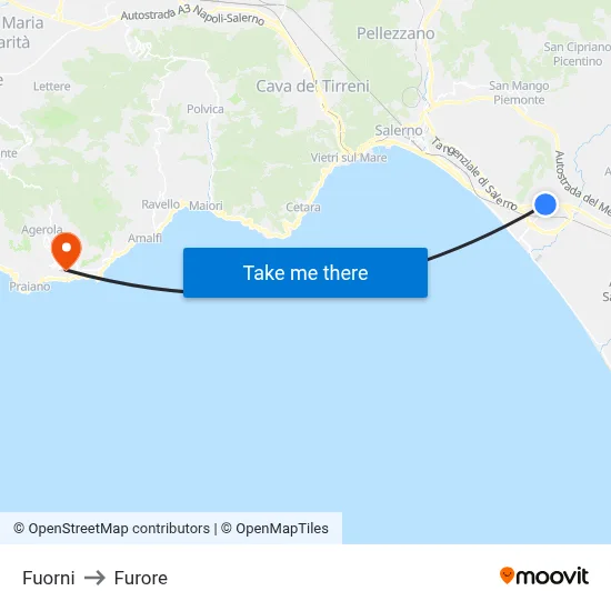 Fuorni to Furore map