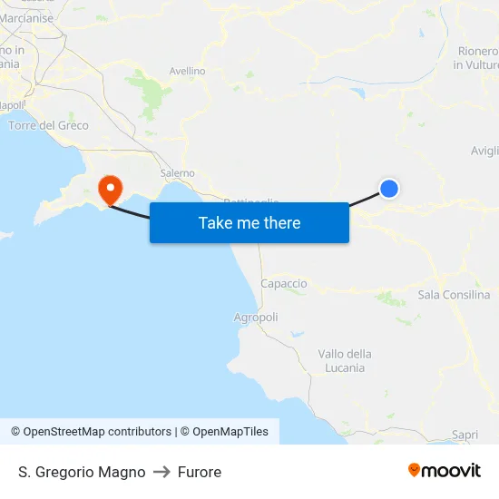 St. Gregory the Great to Furore map