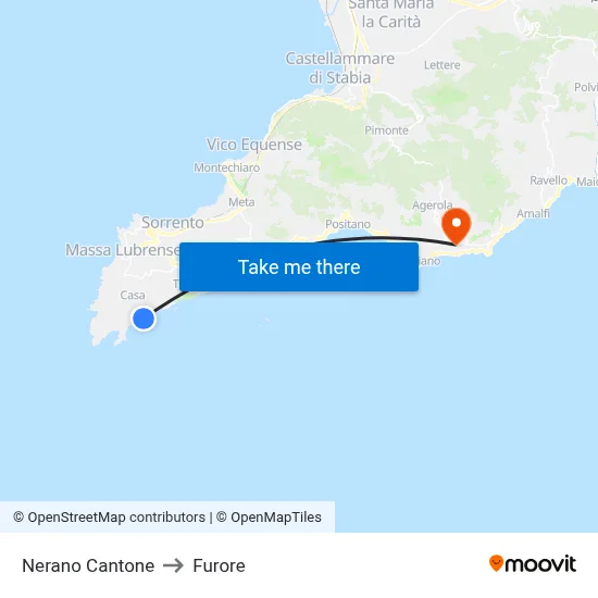 Nerano Cantone to Furore map