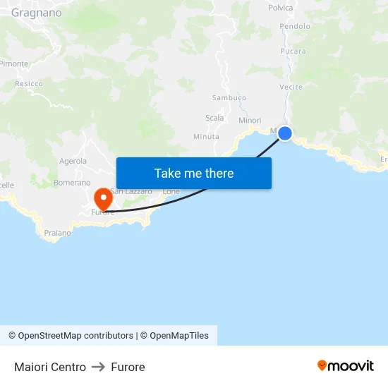Maiori Center to Furore map