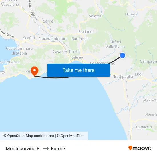 Montecorvino R. to Furore map