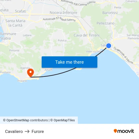 Cavaliero to Furore map