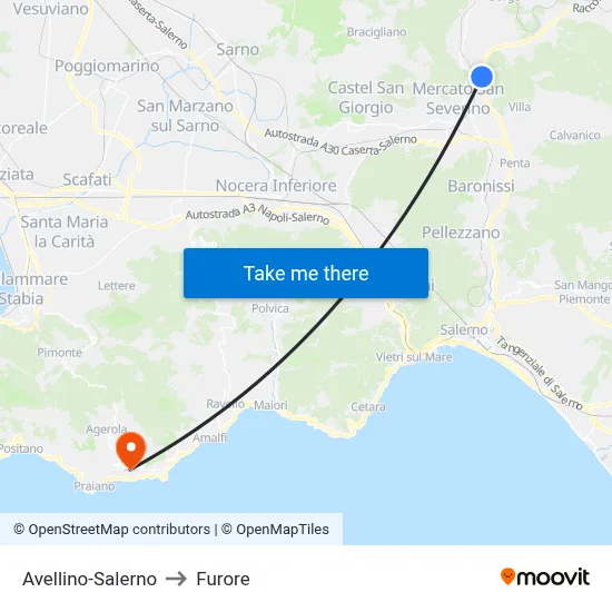 Avellino-Salerno to Furore map