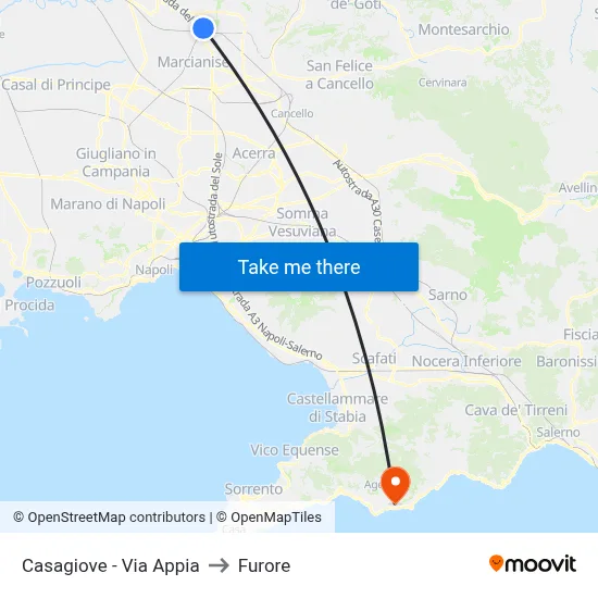 Casagiove - Appia Road to Furore map