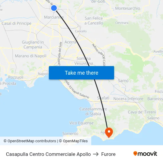 Casapulla Apollo Shopping Center to Furore map