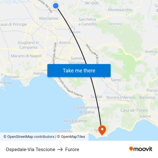 Hospital-Tescione Street to Furore map