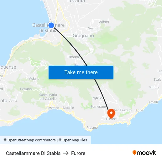 Castellammare Di Stabia to Furore map
