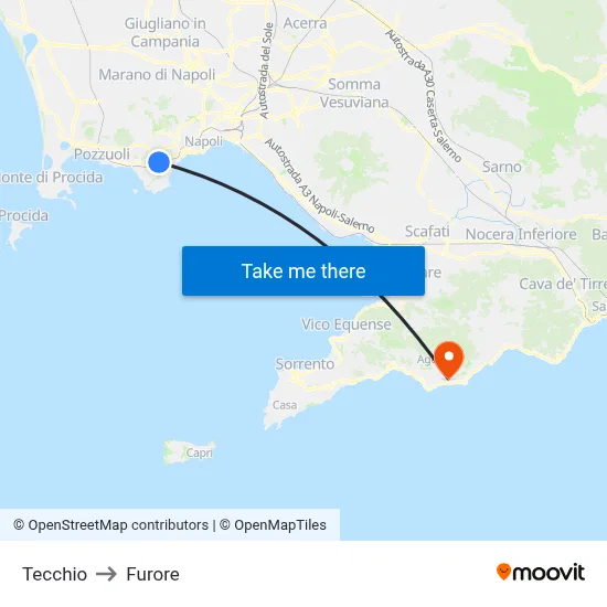 Tecchio to Furore map