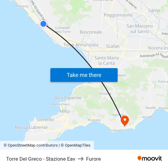 Torre Del Greco - Stazione Eav to Furore map