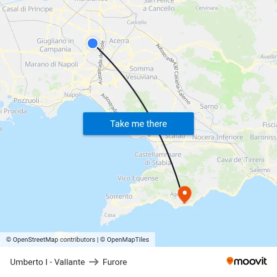 Umberto I - Vallante to Furore map