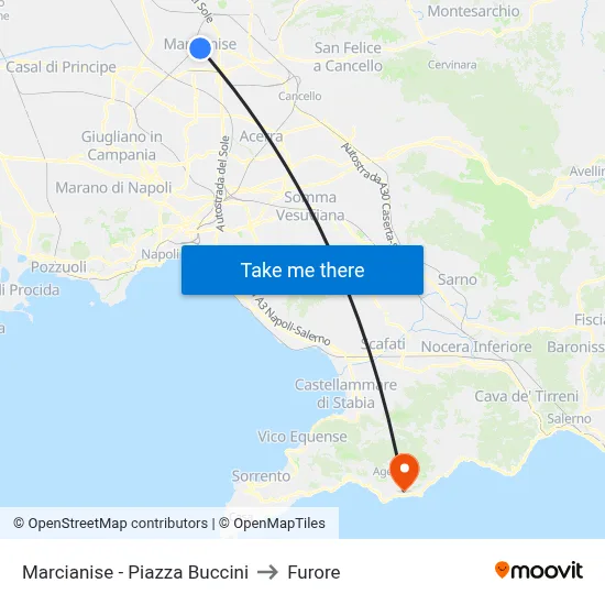 Marcianise - Buccini Square to Furore map