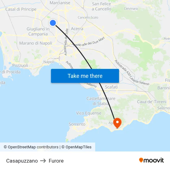 Casapuzzano to Furore map