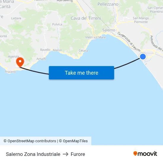 Salerno Industrial Zone to Furore map