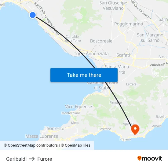 Garibaldi to Furore map