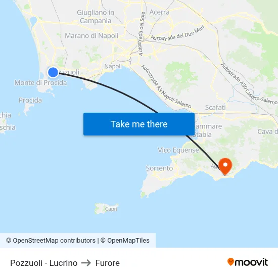 Pozzuoli - Lucrino to Furore map