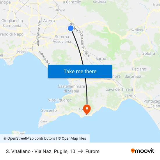 S. Vitaliano - Puglie National Road, 10 to Furore map