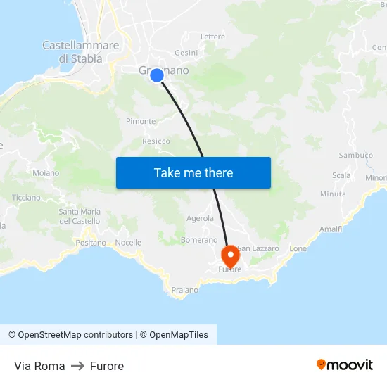 Via Roma to Furore map