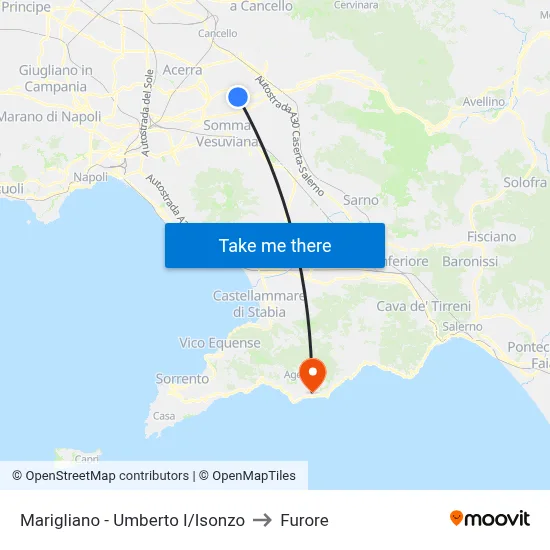 Marigliano - Umberto I/Isonzo to Furore map