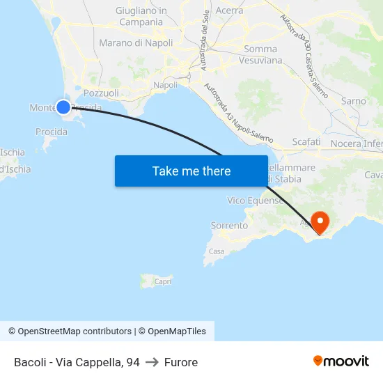 Bacoli - Chapel Street, 94 to Furore map