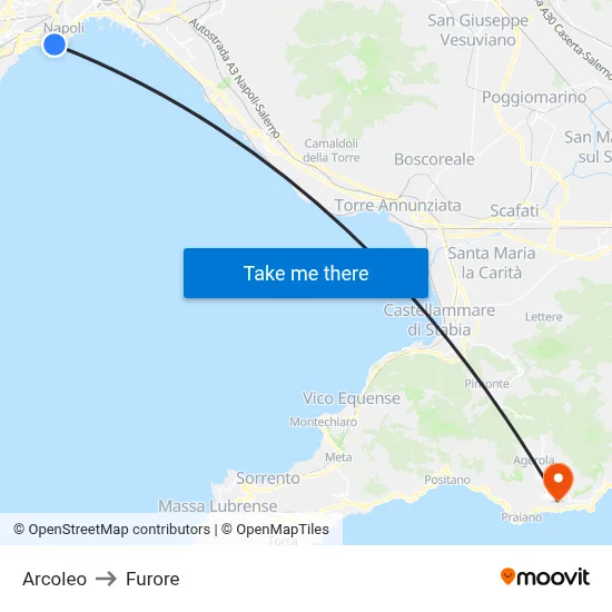 Arcoleo to Furore map