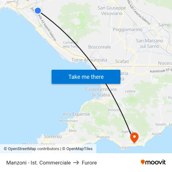 Manzoni - Commercial Institute to Furore map
