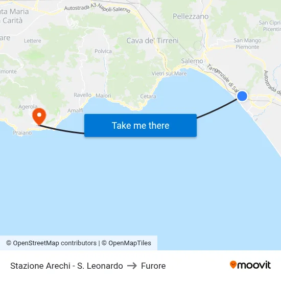 Arechi Station - S. Leonardo to Furore map
