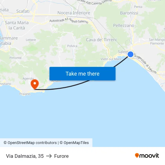 35 Dalmazia Street to Furore map