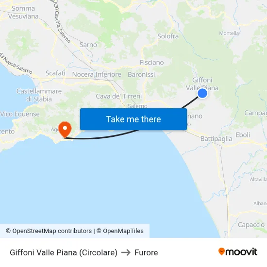 Giffoni Valle Piana (Circolare) to Furore map
