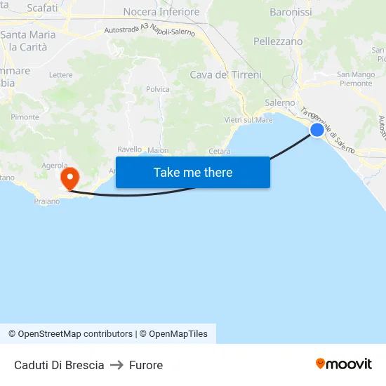 Caduti Di Brescia to Furore map