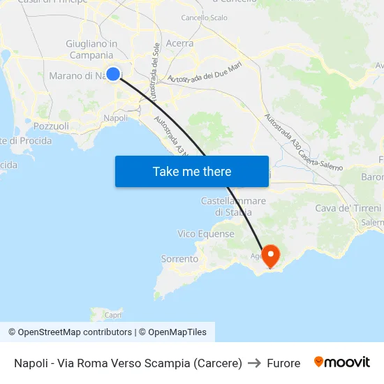 Napoli - Via Roma Verso Scampia (Carcere) to Furore map