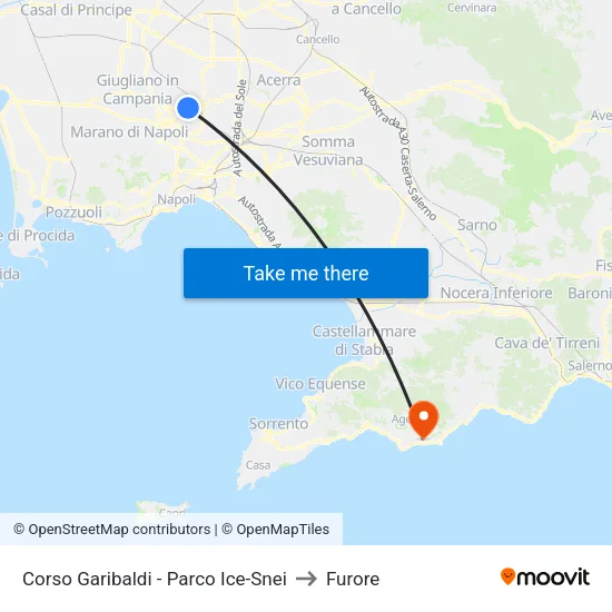 Corso Garibaldi - Parco Ice-Snei to Furore map