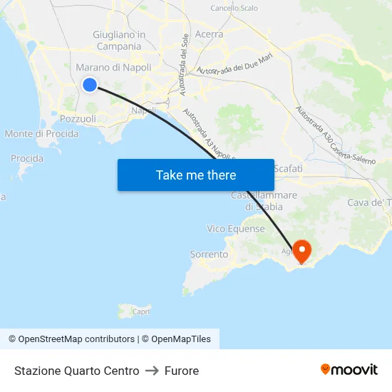 Quarto Centro Station to Furore map