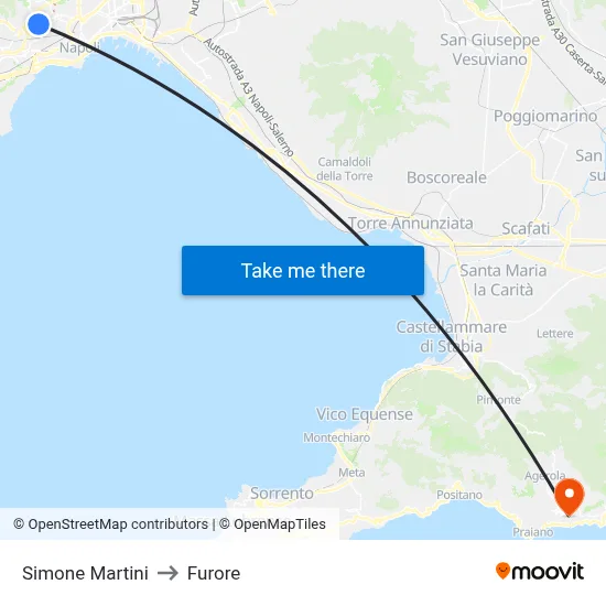 Simone Martini to Furore map