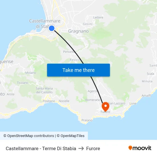 Castellammare - Stabia Thermal Baths to Furore map