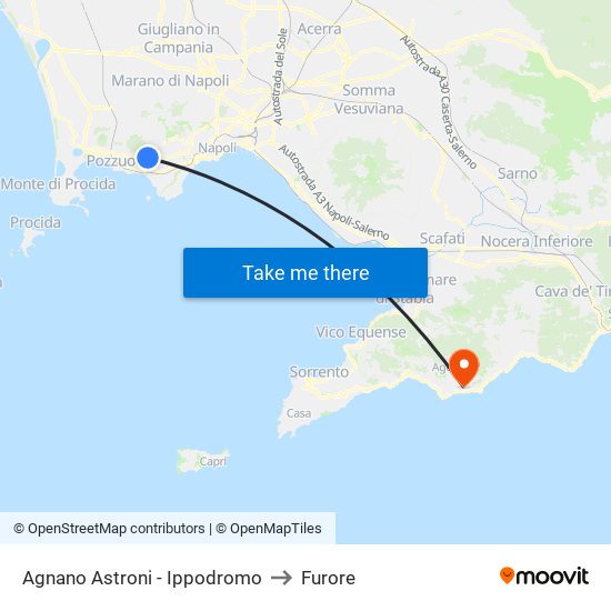 Agnano Astroni - Ippodromo to Furore map