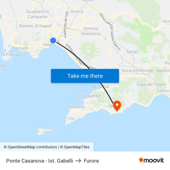 Ponte Casanova - Ist. Gabelli to Furore map