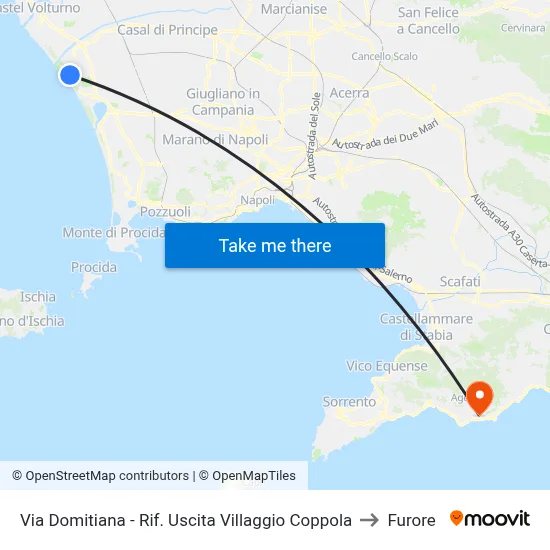 Via Domitiana - Villaggio Coppola Exit to Furore map
