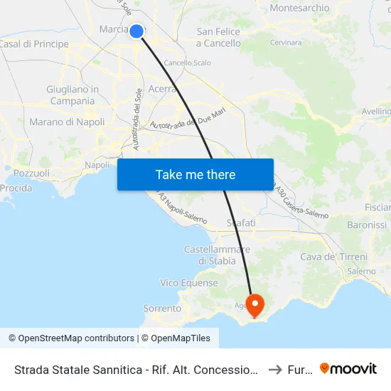 Sannitica State Road - Near Mitsubishi Dealership to Furore map