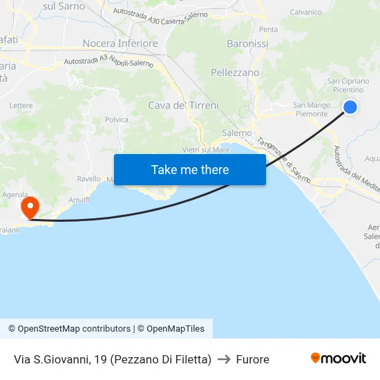 Via San Giovanni, 19 (Pezzano of Filetta) to Furore map