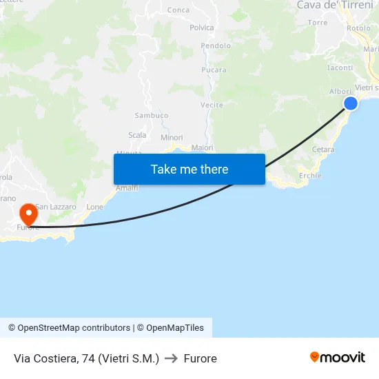 Coastal Road, 74 (Vietri S.M.) to Furore map