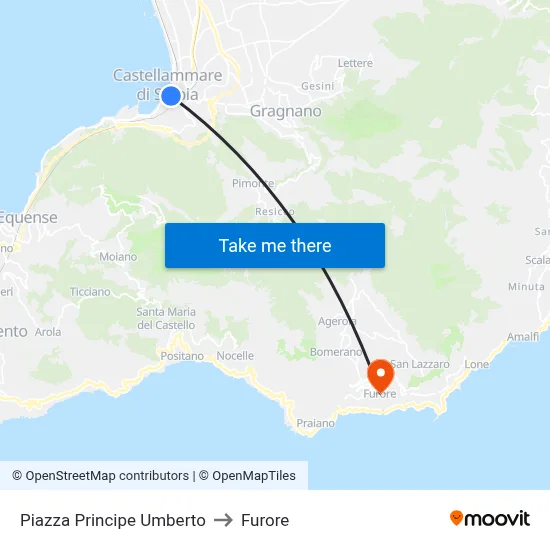 Prince Umberto Square to Furore map