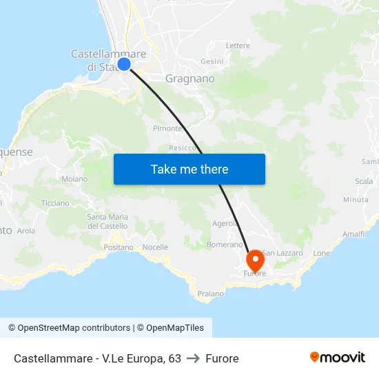 Castellammare - Europa Avenue, 63 to Furore map