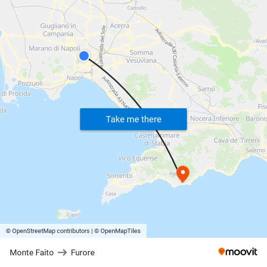 Monte Faito to Furore map