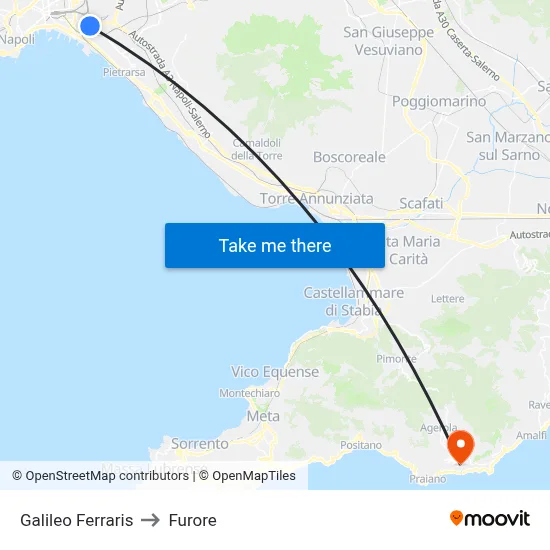 Galileo Ferraris to Furore map