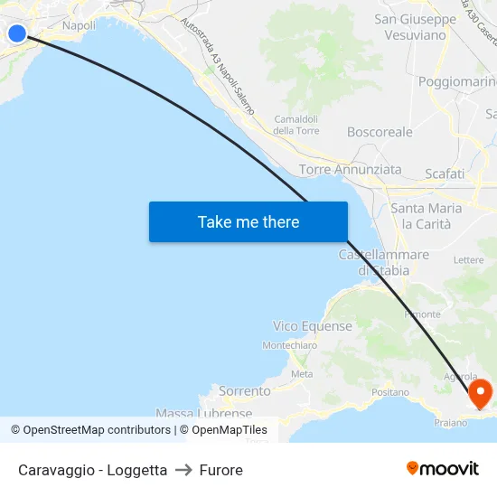 Caravaggio - Loggetta to Furore map